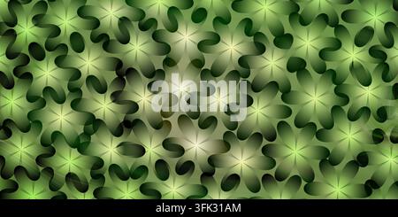 An abstract background featuring a repeating pattern of glowing flower shapes with a smooth green color gradient. Stock Photo