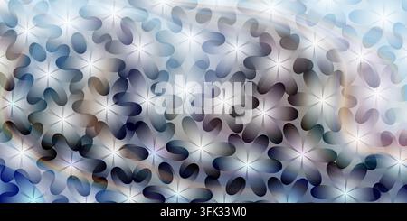 Seamless vector background featuring a dense arrangement of overlapping stylized flower motifs with a gradient color scheme of blue, grey, and white. Stock Photo