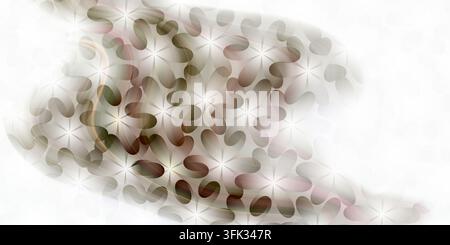 An abstract design featuring a repeating flower motif and wavy, flowing lines, isolated on a white background. Stock Photo