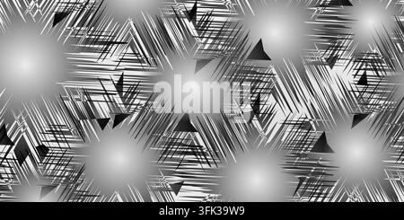 An abstract geometric pattern with radial black and white textures, creating a modern and dynamic visual composition. Stock Photo