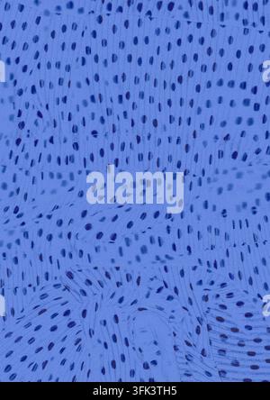 Abstract blue pattern inspired by microscopic cell structures and artistic pointillism. Intricate dotted texture on a textile background. Trendy biolo Stock Photo