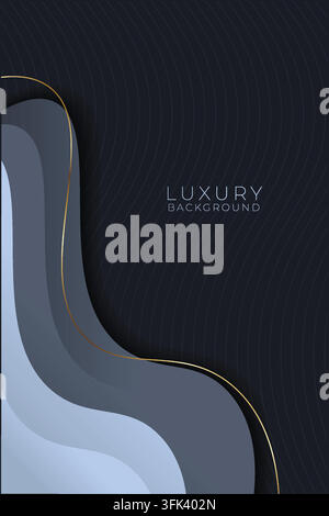 Abstract luxury grey wave background vector featuring elegant flowing curves, smooth layered shapes, subtle gradient transitions, and sophisticated gr Stock Vector