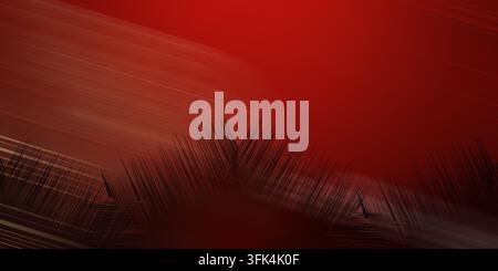A striking abstract image featuring deep red and brown tones with diagonal motion blur and dark, textured spiky shapes. Stock Photo