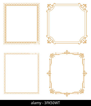 Set of decorative frames Elegant vector element for design in Eastern style, place for text. Floral golden and white frames. Lace illustration for invitations and greeting cards Stock Vector