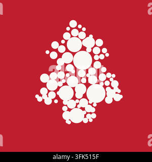 White Christmas Tree Circle seamless pattern design for seasonal background, template, fashion and home textiles Stock Vector