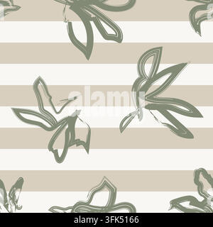 Striped Abstract Leaf seamless pattern design for fashion and home textiles, graphics and background Stock Vector