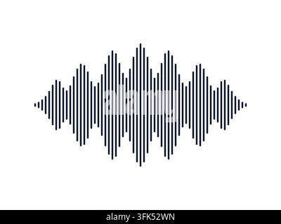 Black audio waveform vector illustration, sound wave icon, voice recording symbol, isolated on white background Stock Vector