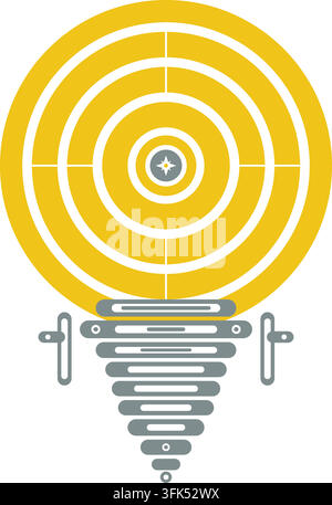 Vector illustration of a lightbulb with a target symbol, representing business goals and innovation concept Stock Vector
