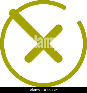 Olive green vector illustration of a compass with cross symbol, isolated on white background, navigation icon Stock Vector
