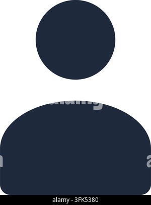 Minimalist dark blue user profile icon vector illustration, isolated on white background, simple avatar symbol for web design Stock Vector