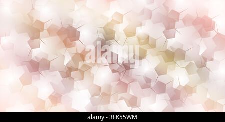 Soft pastel-toned geometric abstract background featuring overlapping pentagon shapes and glowing highlights for a modern technological design. Stock Photo