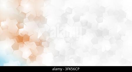 Abstract technological background featuring an overlapping pattern of white and pale orange polygonal shapes with subtle highlights. Stock Photo