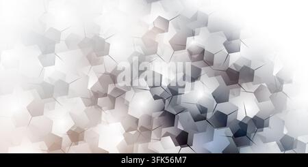 An abstract vector-style background featuring layered hexagonal polygon shapes in cool gray and blue tones with soft glowing light effects and a clean Stock Photo