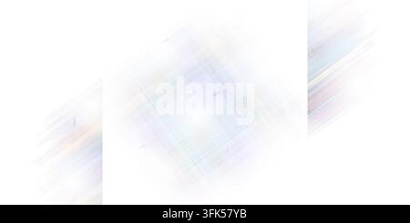 Minimalist abstract design featuring intersecting diagonal lines and soft light effects, creating a futuristic, clean grid pattern against a pure whit Stock Photo