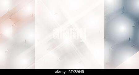An abstract digital artwork featuring soft glowing white light effects and geometric diagonal patterns in muted pastel tones. Stock Photo