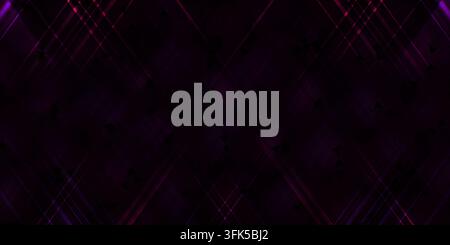 A dark and moody abstract background featuring deep purple tones, sharp diagonal intersecting lines, and subtle glowing light effects. Stock Photo