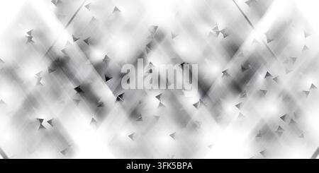 An abstract monochrome background featuring a grid of diagonal lines and scattered triangular shapes, creating a textured and dynamic visual effect. Stock Photo