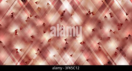A vibrant abstract background featuring a complex geometric plaid pattern with intersecting diagonal lines, glowing highlights, and scattered triangul Stock Photo