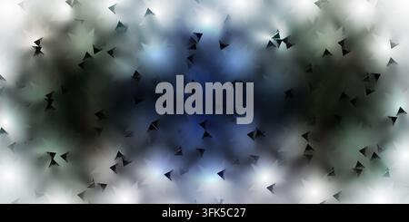 A moody abstract background featuring deep blue and grey tones, accented with dark triangular shapes and soft, diffused light highlights. Stock Photo