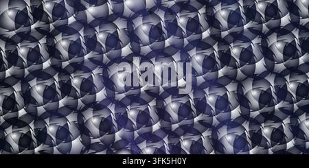 A sophisticated dark blue abstract background featuring a complex arrangement of overlapping circles with a subtle brushed metal finish. Stock Photo