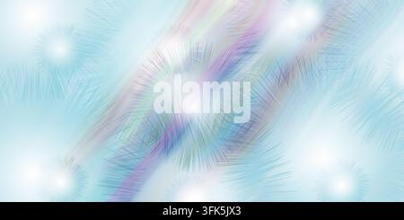 A serene abstract background in light blue hues, featuring glowing radial bursts and delicate iridescent streaks that create a soft, ethereal effect. Stock Photo