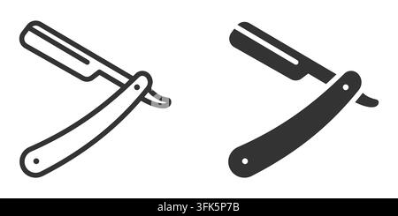 Black and white straight razor icons - barbershop tools illustration Stock Vector