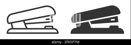 Black and white office stapler icon set on white background Stock Vector