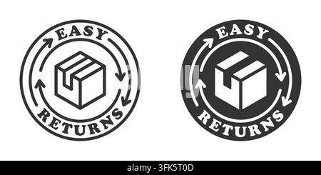 Vector illustration of easy returns icons with a box and arrows, perfect for e-commerce and shopping designs Stock Vector