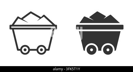 Vector illustration of mining carts filled with minerals in a simple, modern design in black and white Stock Vector
