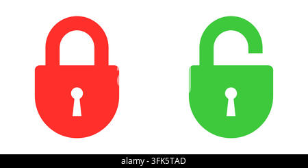 Vector icons of a red closed padlock and a green open padlock, representing security and access concepts Stock Vector