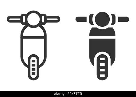 Scooter icons in minimal styles, top view. Black and white vector illustration perfect for transportation, mobility, and eco-friendly themes Stock Vector