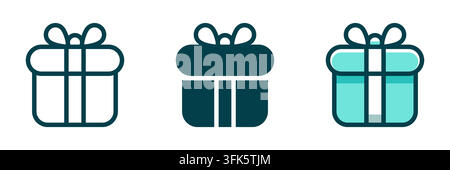 Vector illustration of three gift boxes in different styles, representing presents, celebrations, and holidays with a modern design Stock Vector
