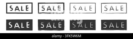 Set of brush style sale icons in black and white Stock Vector