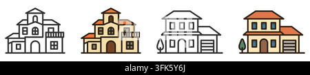 Vector illustration of residential house icon with simple details Stock Vector