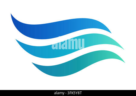 Vector blue wave abstract logo with flowing gradient lines Stock Vector