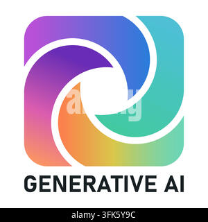 Generative AI swirl icon in gradient rainbow colors. Vector Stock Vector