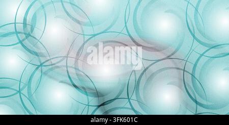 Abstract turquoise background featuring overlapping textured circles and soft glowing light effects in a modern pattern. Stock Photo