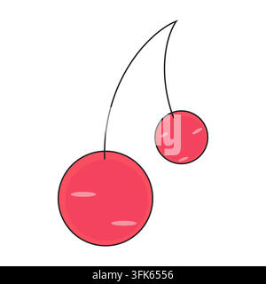 Vector cherries with stems on white background Stock Vector