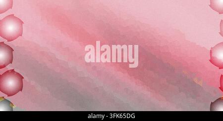An abstract background featuring a diagonal gradient of pink and grey with a grainy watercolor texture and glowing pink circular elements along the le Stock Photo