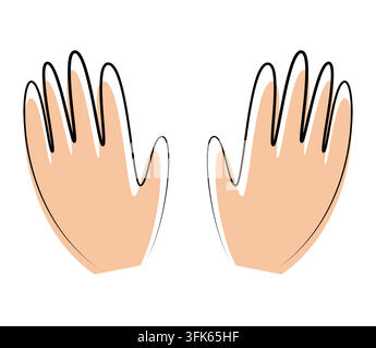 Two open human hands facing upward in cartoon style Stock Vector