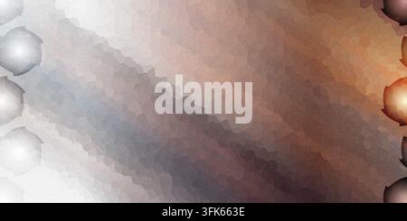 Abstract brown and grey background featuring textured watercolor diagonal waves and glowing circular shapes along the left and right borders. Stock Photo