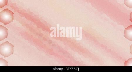An abstract background in shades of pink with diagonal wavy textured bands and bright glowing circular accents along the left and right border edges. Stock Photo