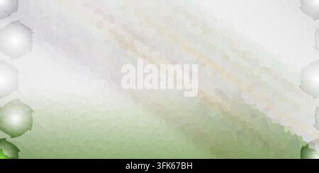 Abstract pastel green and white digital art background featuring a textured diagonal gradient pattern and glowing circular design elements along the l Stock Photo
