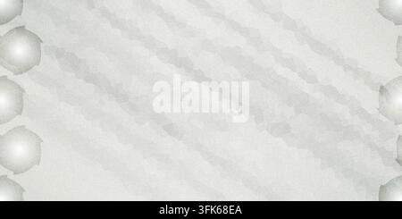 An abstract minimalist background in shades of white and light gray with subtle diagonal textured patterns and repeating round glowing motifs on the l Stock Photo