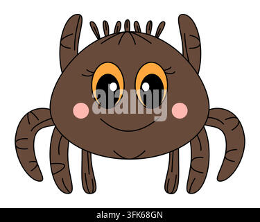 Happy spider cartoon with orange eyes. Vector illustration Stock Vector