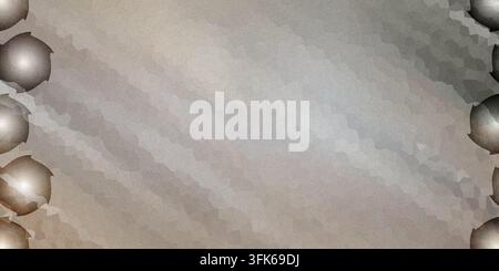 An abstract metallic gray textured background featuring industrial circular border details along both sides. Stock Photo