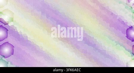 Vibrant yet soft abstract background featuring diagonal bands of pastel purple, yellow, and green with a grainy texture and glowing purple accents. Stock Photo