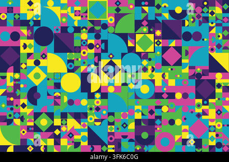 Mixed Scale Geometric Shapes Colorful Mosaic Composition Stock Vector