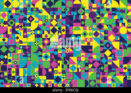 Vivid Abstract Geometric Tile Pattern Background Artwork Stock Vector