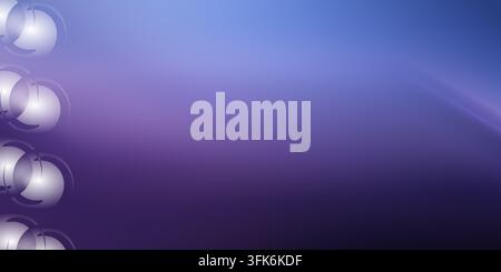 Abstract smooth gradient background in purple and blue tones, featuring glowing circular elements along the left border. Stock Photo